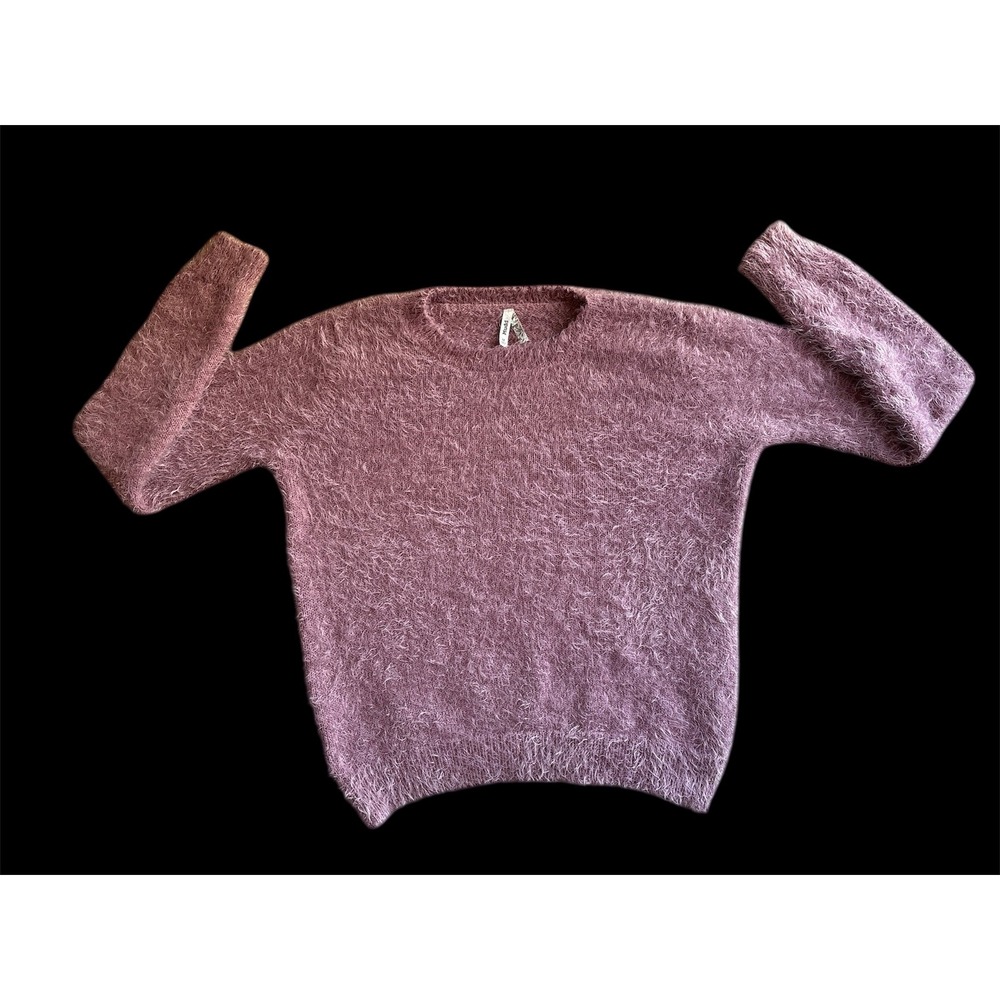 Mudd Fuzzy Knit‎ Sweater Rose Mauve Crew Neck Long Sleeve Women's Medium